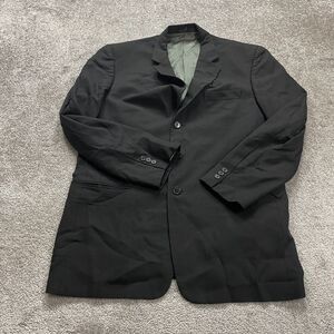 Tallia Uomo Wool Suit Jacket Sports Coat Blazer Mens 44 Long Black Three Button